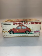 Vintage 1960s Aoshin Japan Battery Operated Smoking Volkswagen Beatle Bug Car