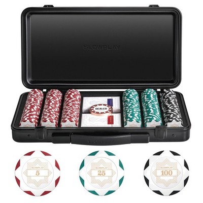 Pokerchip-Set weiß Gold Edition 300 Stück hochwertige Koffer Spielzubehör