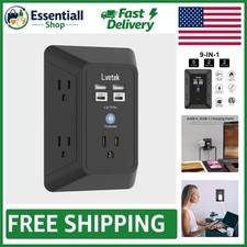 Compact Surge Protecting Outlet Extender with 4 USB Ports - 1680 Joules Safety