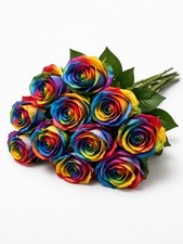 1x Rainbow Colorful Artificial Roses Flowers Fake Flowers Wedding Party Decor