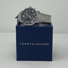 Tommy Hilfiger Men's Stainless Steel Quartz Wristwatch Black Dial w/ Box