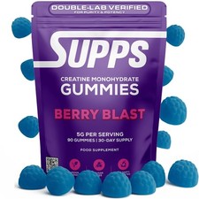 Creatin Gummies, 5g Portion | Jede Charge doppelt 90 Stück (1er Pack), blau 
