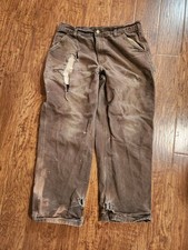 Thrashed Trashed Destroyed Carhartt Pants Men's 35 x 30 Distressed Grunge Canvas