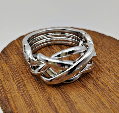 Metal Turkish Puzzle Ring 4 Band Interlock Knot Brain Teaser Jewelry Game