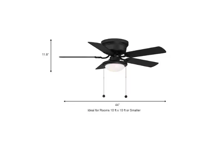 Hampton Bay Hugger 44 in. LED Indoor Matte Black Ceiling Fan with Light Kit - Image 4 of 4