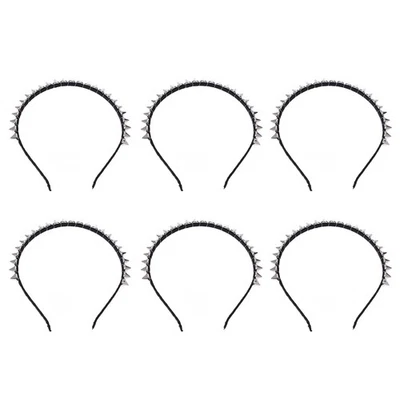 6X Argent Metal Goujon Rivet Clou Bandeau Bande de Cheveux Aliceband Punk F5303 - Photo 1/3