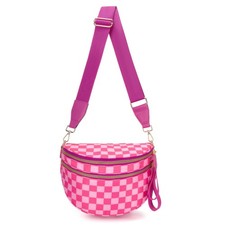 WOOMADA Checkered Crossbody Bag Bum Bag for Women, Fanny Pack Checkered Purse...