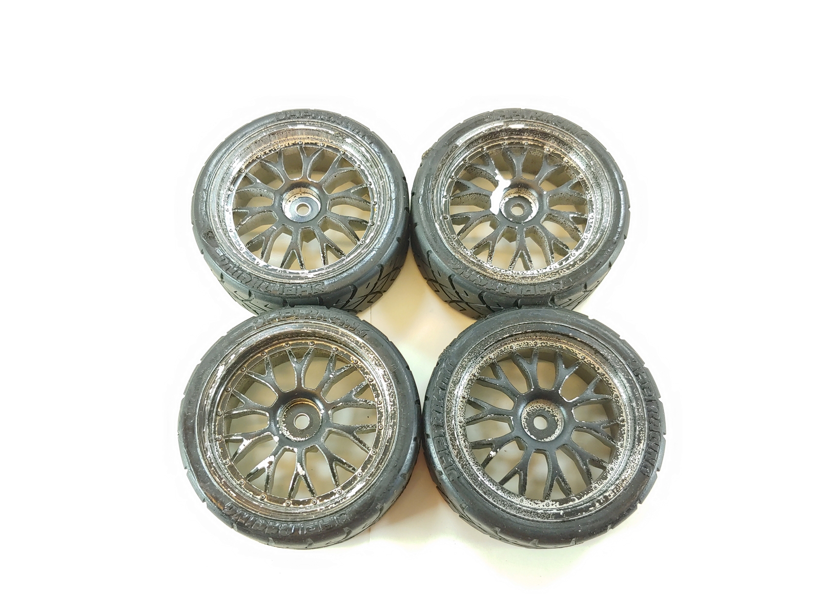 4x HPI Racing 65mm Diameter Rubber Touring Car Tires onRoad 12mm Hex