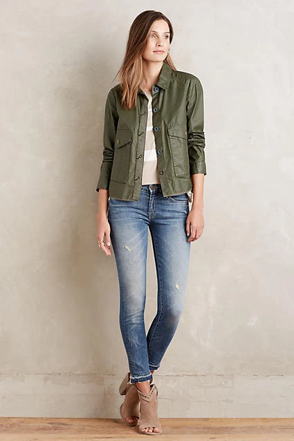 CHAQUETA SWING NUEVA ANTHROPOLOGIE $128 HEI HEI VERDE UTILITARIA MILITAR TALLA M MEDIANA Foto 2 de 4