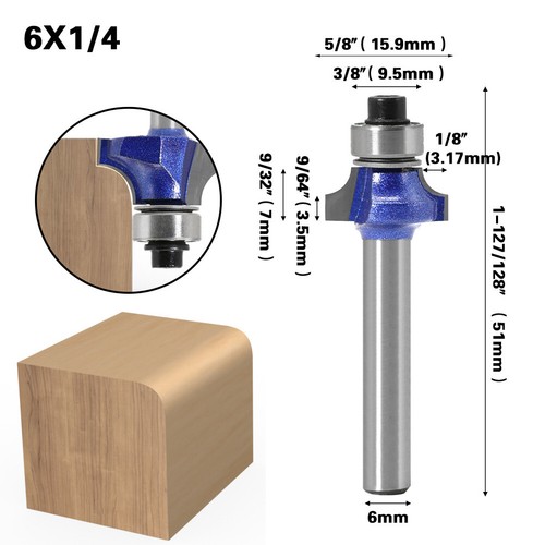 6MM Shank Round Over Router Bit Edging Set Radius Woodworking Cutter Tool - Picture 13 of 14