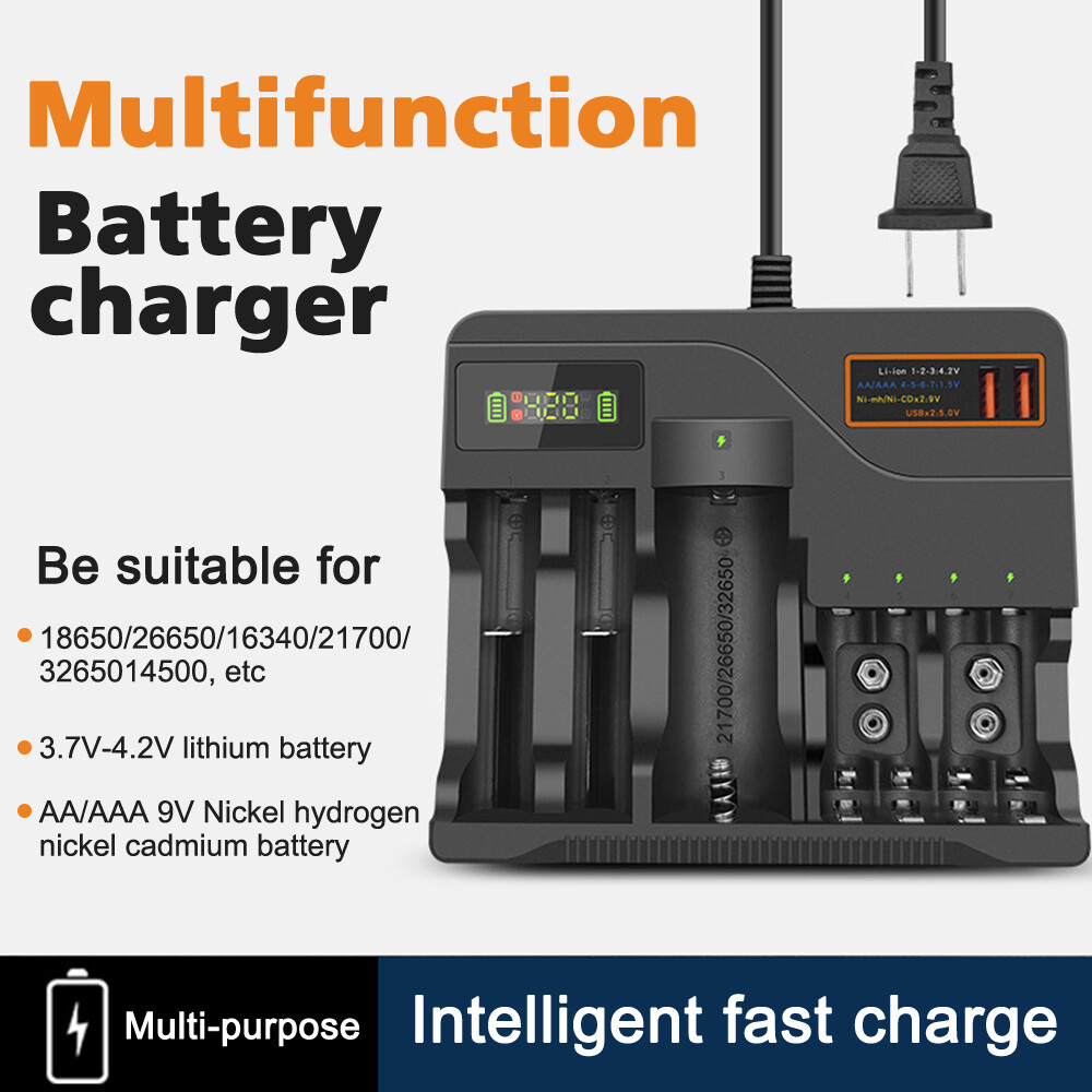 Universal Rechargeable Batteries Battery Charger For AA AAA C D 9V Ni-MH Ni-CD-image