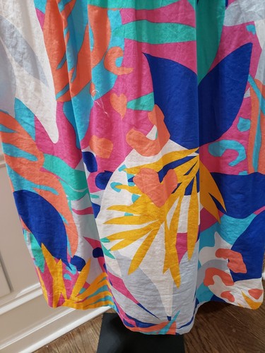 Maxi Vestido Para Mujer J.CREW Multi Geo Estampado Plisado Cuello Cuadrado Sin Mangas Largo 6 - Imagen 5 de 16