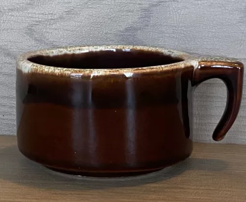 Vintage USA Stoneware Drip Brown Coffee Mug Cup
