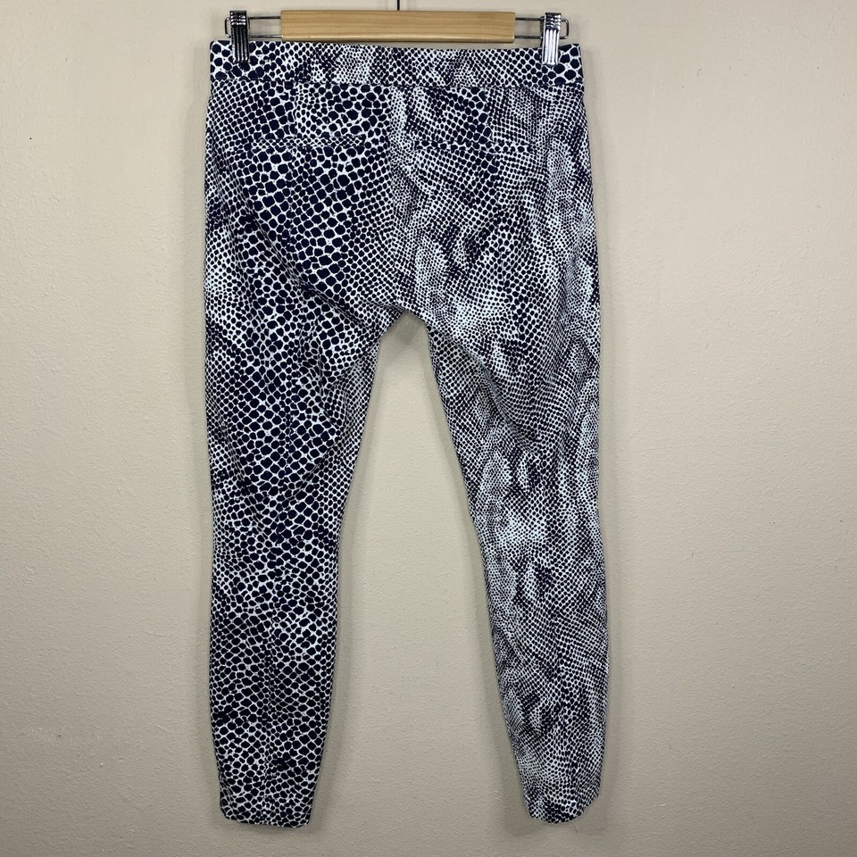 Gap Super Skinny Khaki Pants Blue White Snake Print Stretch Casual XS