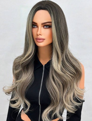 Perruque Synthétique Longue Bouclée Blond Doré Avec Frange - Bonnet Moyen, Look Naturel