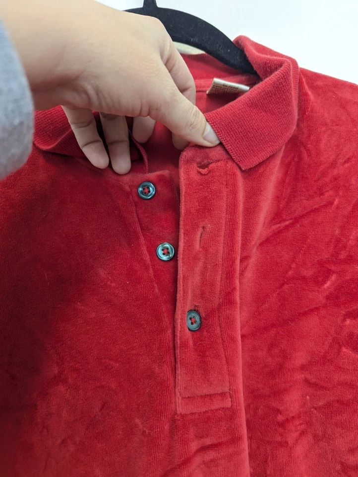 Suéter de terciopelo vintage Norm Thompson para hombre talla XL rojo terciopelo polo informal años 80 Foto 4 de 4