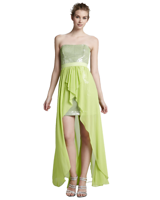 AQUA ~ Lime Green Sequins Strapless Chiffon Skirt Hi-Low Formal Gown 2 NEW $248 | eBay AQUA ~ Lime Green Sequins Strapless Chiffon Skirt Hi-Low Formal Gown 2 NEW $248 | eBay