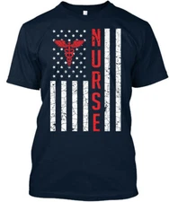 Nurse American Flag Independence - Premium T-Shirt Made in the USA Size S to 5XL