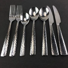 Cambridge Silver NYOTO HAMMERED Glossy Stainless Flatware 7 PIECES Mixed Lot