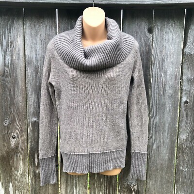 Club Monaco Cowl Neck Tunic Sweater Wool Cashmere Blend Metallic Taupe Womens M