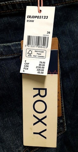 NUEVO ROXY Dark Jane Forever Mujer Pantalones de mezclilla acampanados 26 - Imagen 5 de 5