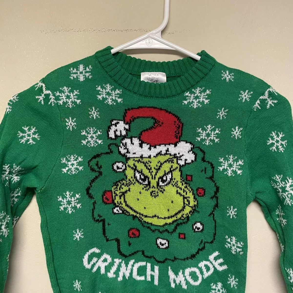 The Grinch Grinch Mode Youth Christmas Crewneck Sweater Size XS
