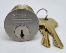SARGENT Assa Abloy 1-1/8" Mortise Cylinder w/ 2 OEM Keys KD; Locksport