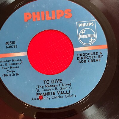 FRANKIE VALLI To Give (The Reason I Live) 1967 USA 7'' Vinyl single original 45