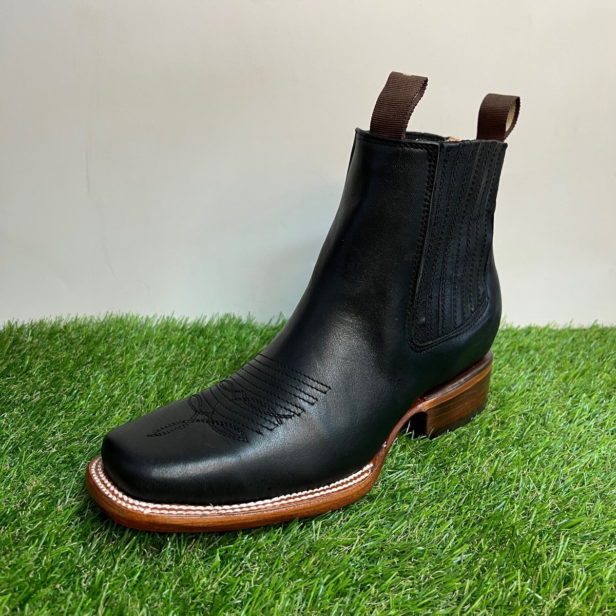 黒猫エンジェルMexico Western boots 24.5 MEXICAN BOTINES MENS BOTIN COWBOY LEATHER RODEO SLIP ON