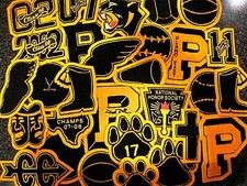Black Chenille w/ Gold Outline & Felt Letterman Jacket Patches Crafts Decoration