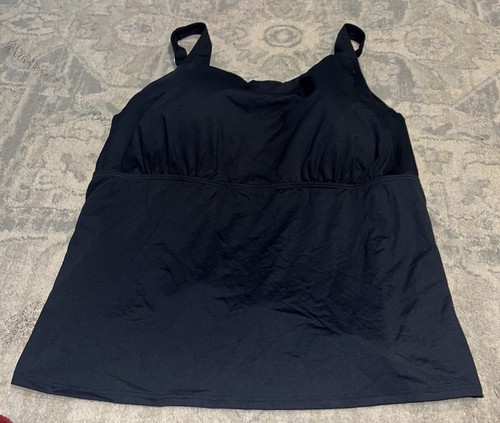 Lands End Damen schwarz Übergröße 22W DD Tankini BADEOBERTEIL integrierter Bügel-BH