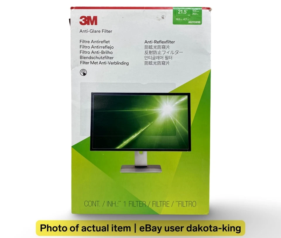 3M Anti-Glare Filter for 21.5" Widescreen Monitor (AG215W9B) NEW FACTORY SEALED - Image 2 of 4