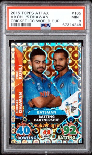 PSA 9 - 2015 TOPPS ATTAX World Cup Cricket Graded Card VIRAT KOHLI & DHAWAN - 第 1/3 張圖片