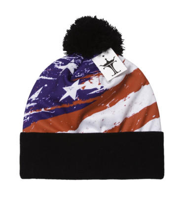 Top Headwear Sublimation Cuffed Beanie - USA Paintbrush - Short - Black