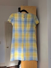 NWOT Reformation Blue and Yellow Gingham Mini Dress with Puff Sleeves & Pockets