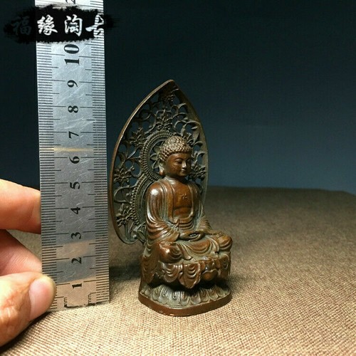 Arte Budismo Antigua Estatua de Buda Sakyamuni Amitabha Tathagata Bronce tallado - Imagen 2 de 7