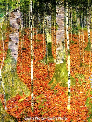 Farmhouse with Birch Trees 8.5x11'' Photo Print Gustav Klimt Painting Fine Art