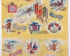 Original 1953 Colorful Sheet of Queen Elizabeth II Coronation Wrapping Paper