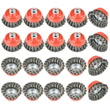 20Pcs 3''Twisted Knotted Wheel Cup Brush with 5/8"-11 Threaded Arbor for Grinder