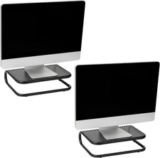 Mind Reader Monitor Stand, Set of 2, Ventilated Laptop Riser, Desktop Organizer,