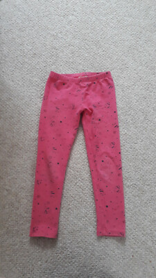 Girls pink pants, leggings with cat print size 5