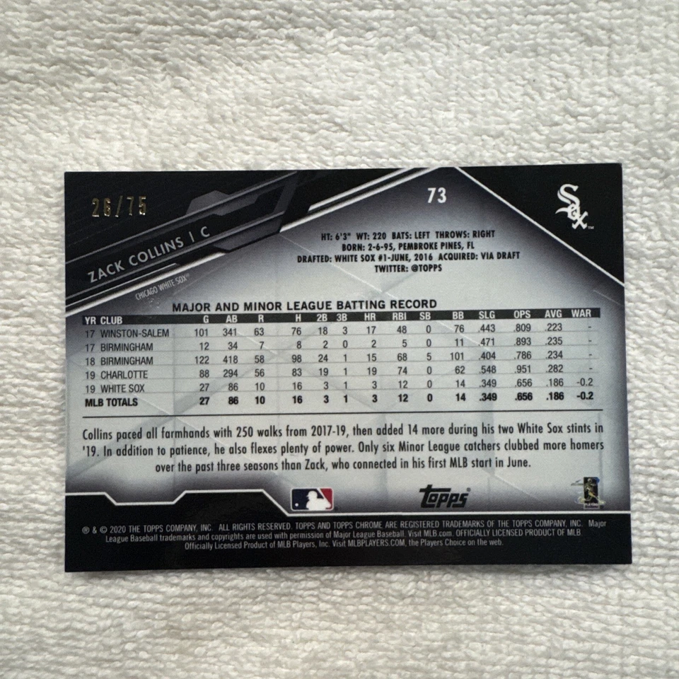 Zach Collins 2020 Topps Chrome BLACK BLUE Refractor Rookie /75 - Image 2 of 2