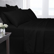 T250 100% Egyptian Cotton Flat Sheet Bed Sheets Satin Stripe Soft Hotel Quality