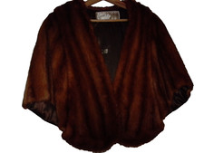 Vintage Mink Fur Wrap Stole Cloak Wedding Cape Reddish Brown Two Toned Summit Nj