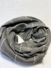 Fashion Style Ladies Hijab Scarf Print White Gray Grid Cotton Jersey Long Shawl