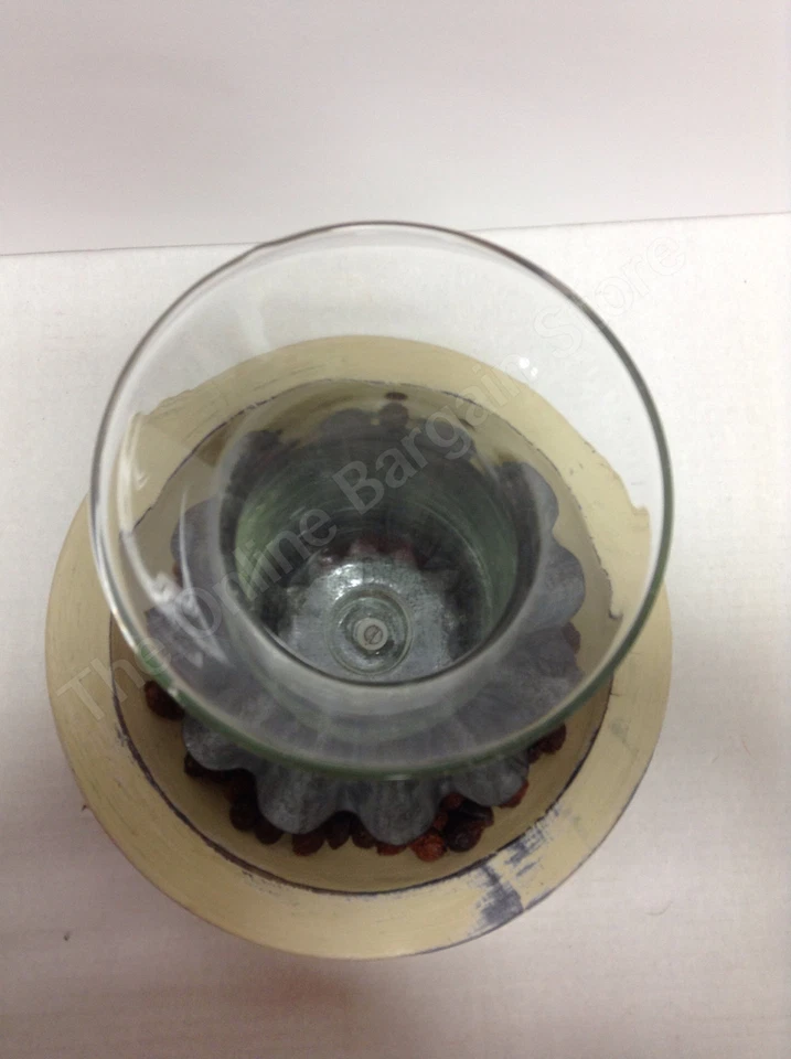 1 деревянная чаша Pottery Barn Sumatra пробойник оловянная стеклянная ваза подсвечник центральный элемент - Изображение 2 из 4