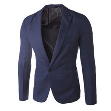 Mens Formal Blazer Suit Coat One Button Jacket Casual Business Wedding Slim Tops