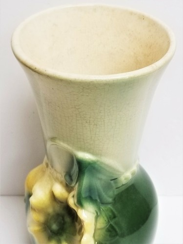 Vintage Royal Copley Carol’s Corsage Green & Yellow 8" Vase Raised Flowers - Picture 8 of 12