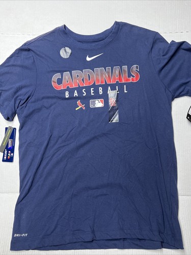 T-shirt St Louis Cardinals Nike uomo grande Dri Fit blu navy check centrale MLB baseball - Foto 4 di 10