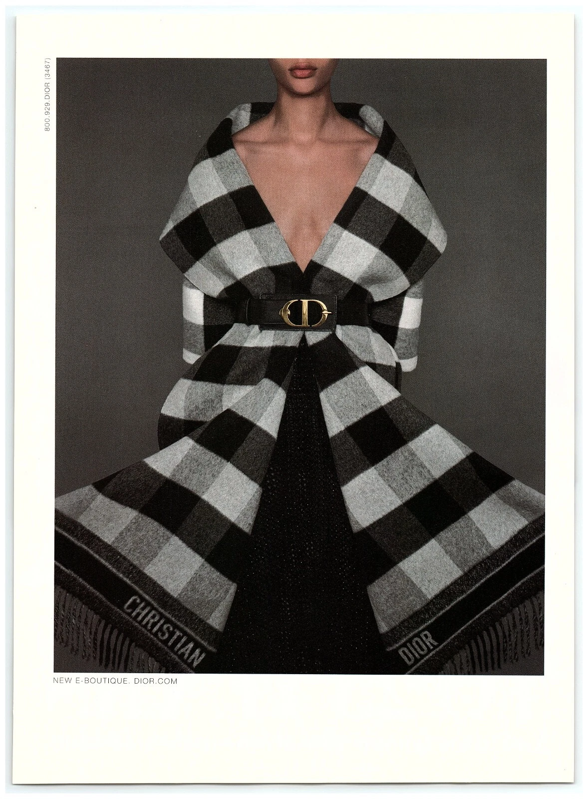 Publicité imprimée Christian Dior 2019, ceinture décolletée plongeante profonde châle style enveloppant